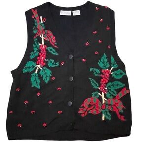 Blair Boutique vintage Christmas Sweater Vest (UGLY) women size Small. Black